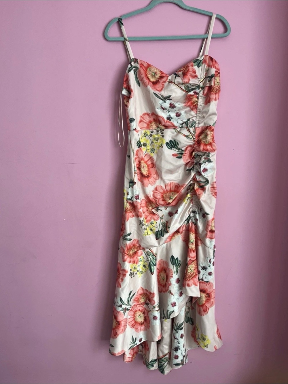 Parker Black Meena Floral Midi Dress - White/Coral & Yellow Bloom Women’s Sz 10